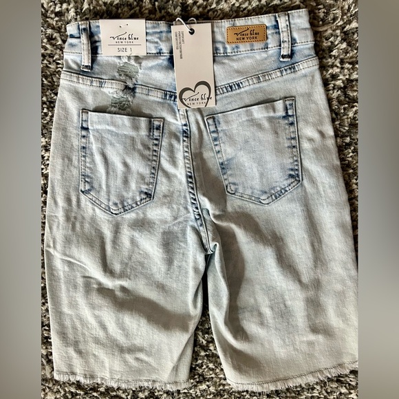 Shorts , High Rise, Bermuda ,Junior,Power stretch Denim, Size 1, Distressed,NWT - Picture 2 of 2